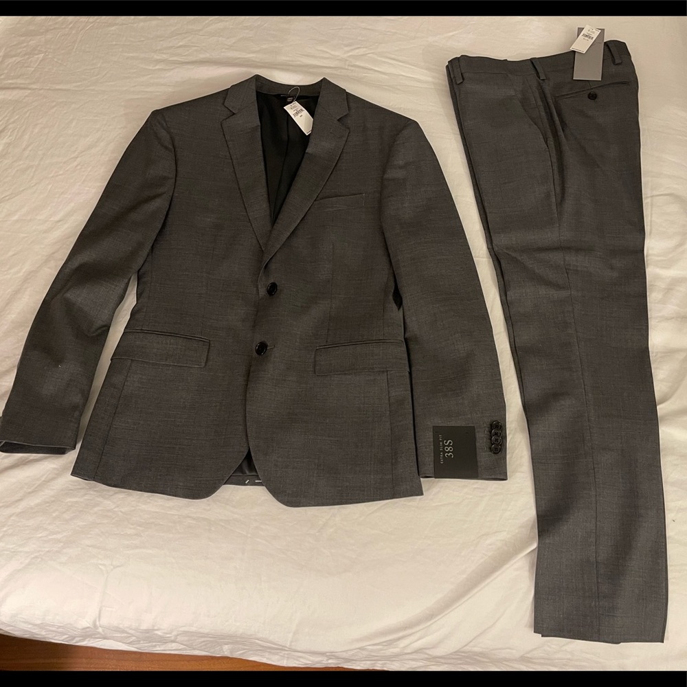 New Banana Republic gray Extra-Slim Italian wool suit set